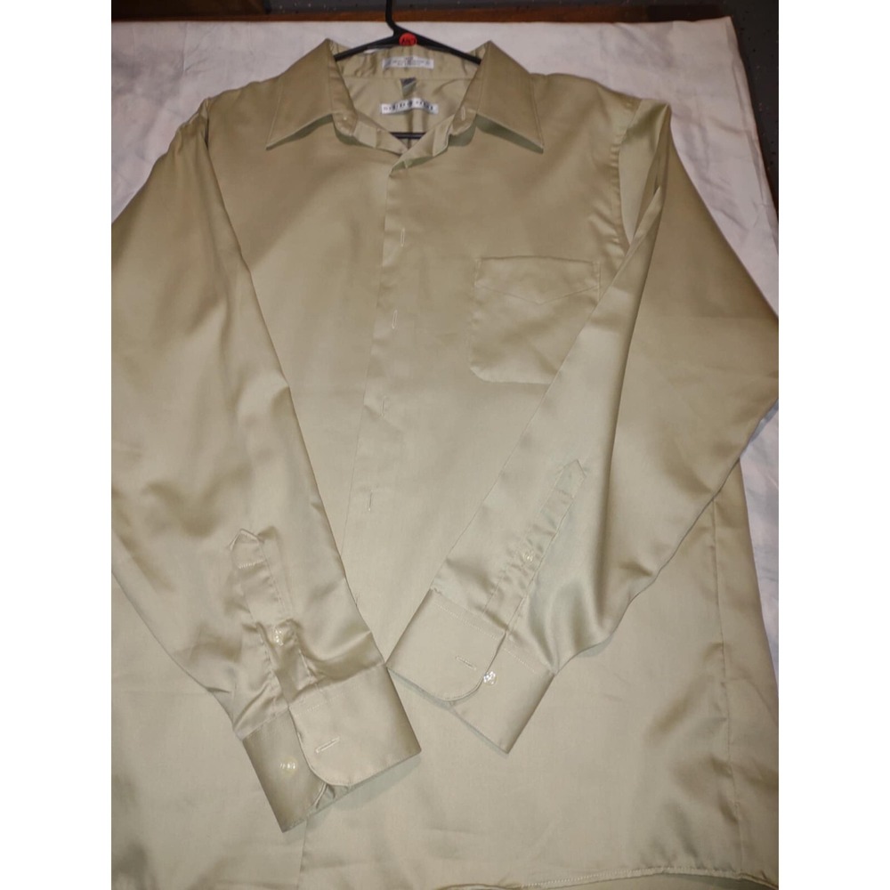 GEOFFREY BEENE Mens‎ Large Khaki Tan Wrinkle Free Long Sleeve Dress Shirt 16 1/2